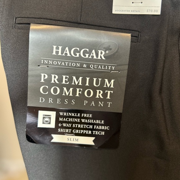 Haggar Black Dress Pants Elegant Straight-Leg - Picture 4 of 5